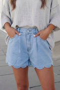 Western Scalloped Denim Shorts