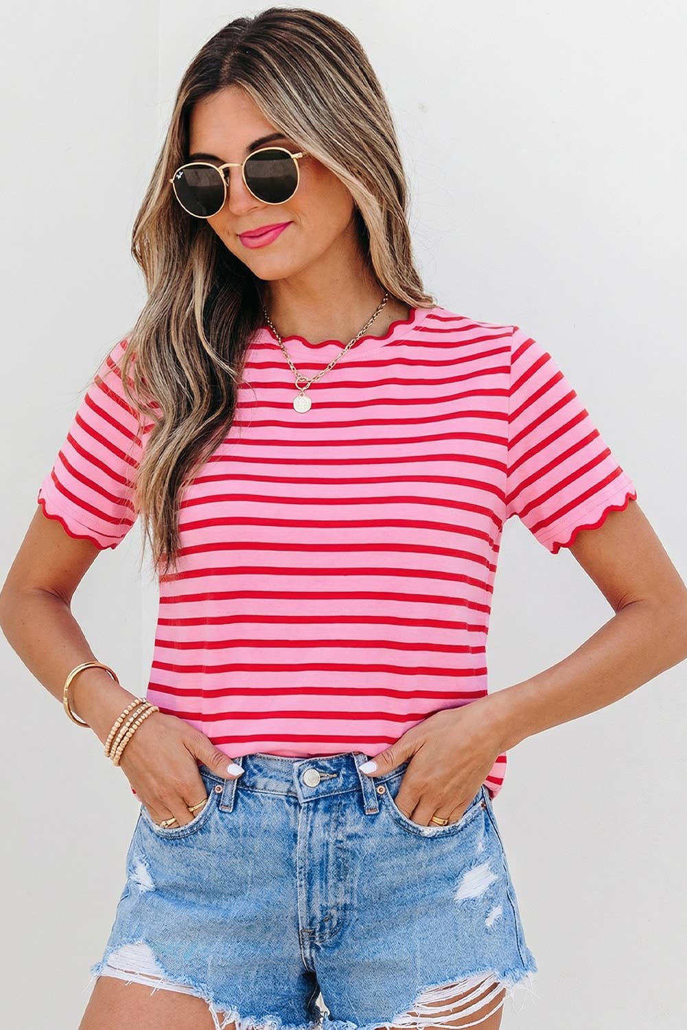 Scalloped Stripe Tee