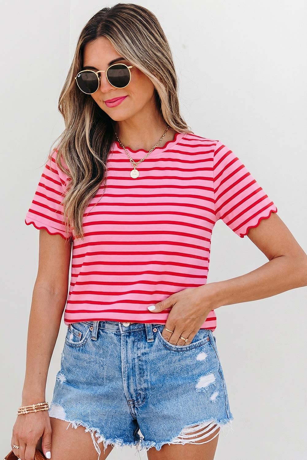 Scalloped Stripe Tee