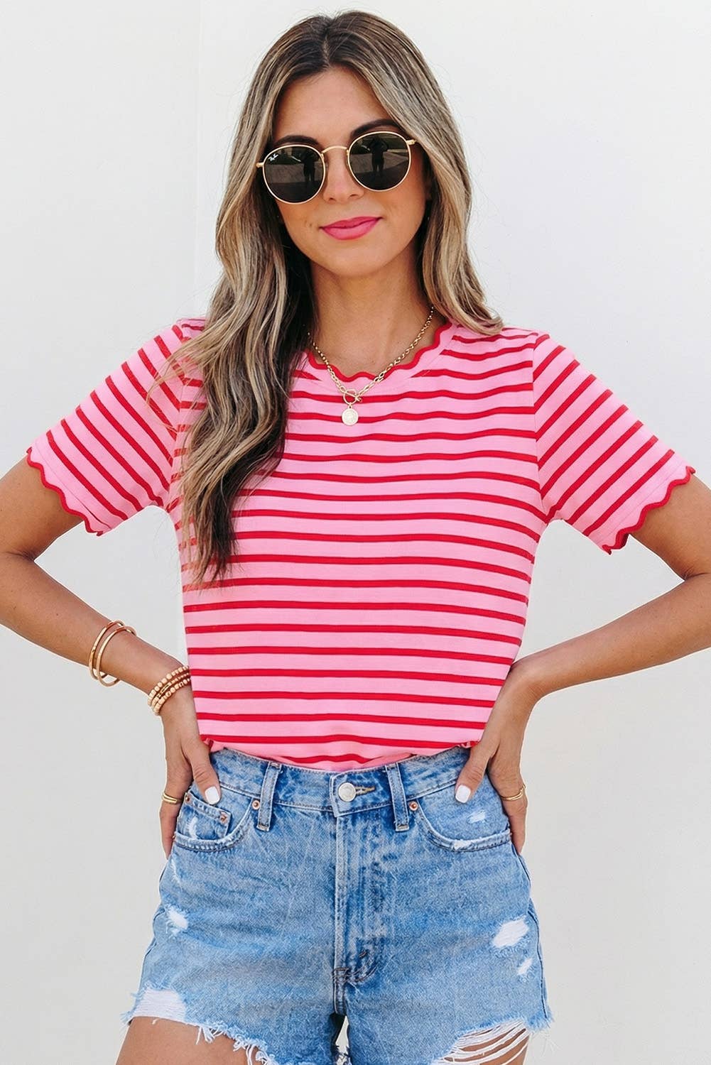 Scalloped Stripe Tee