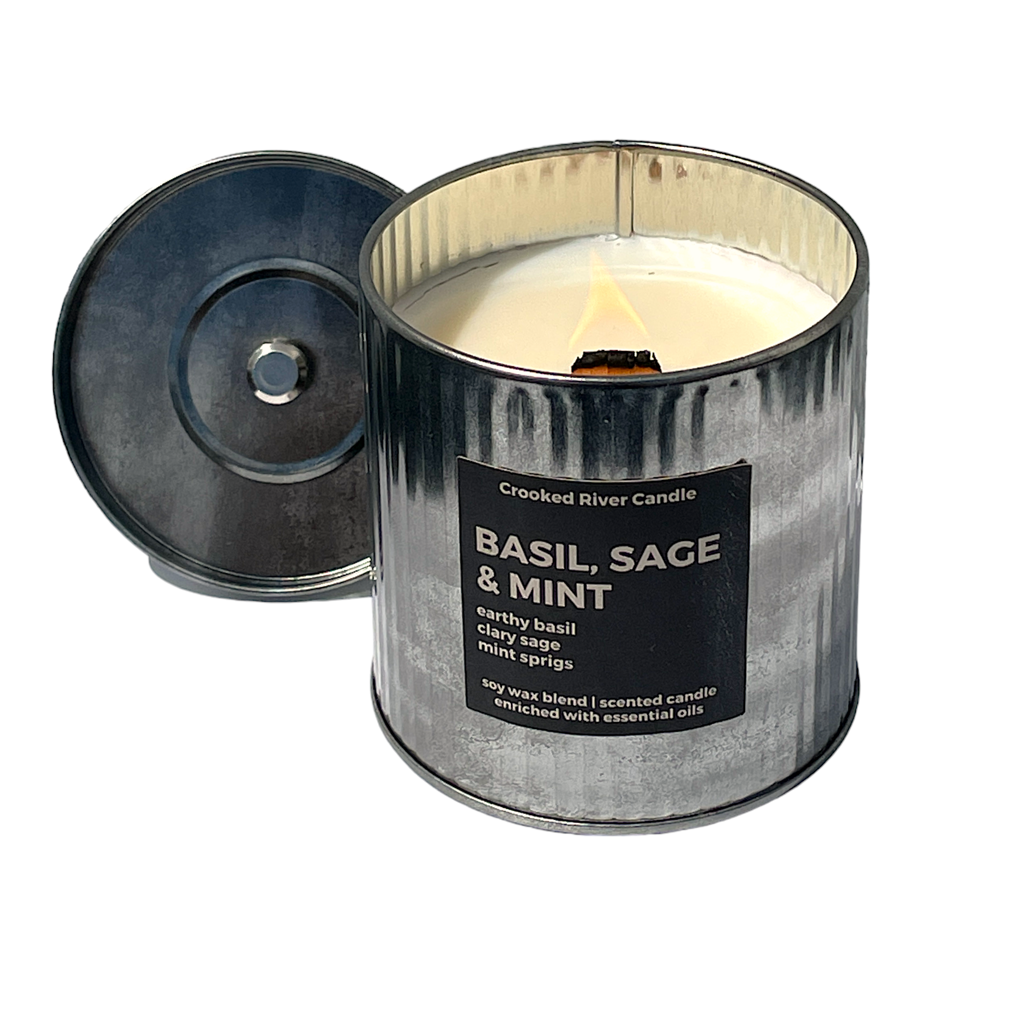Basil Sage & Mint Wood Wick Candle
