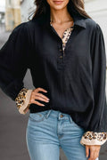 Chic Leopard Trim Blouse