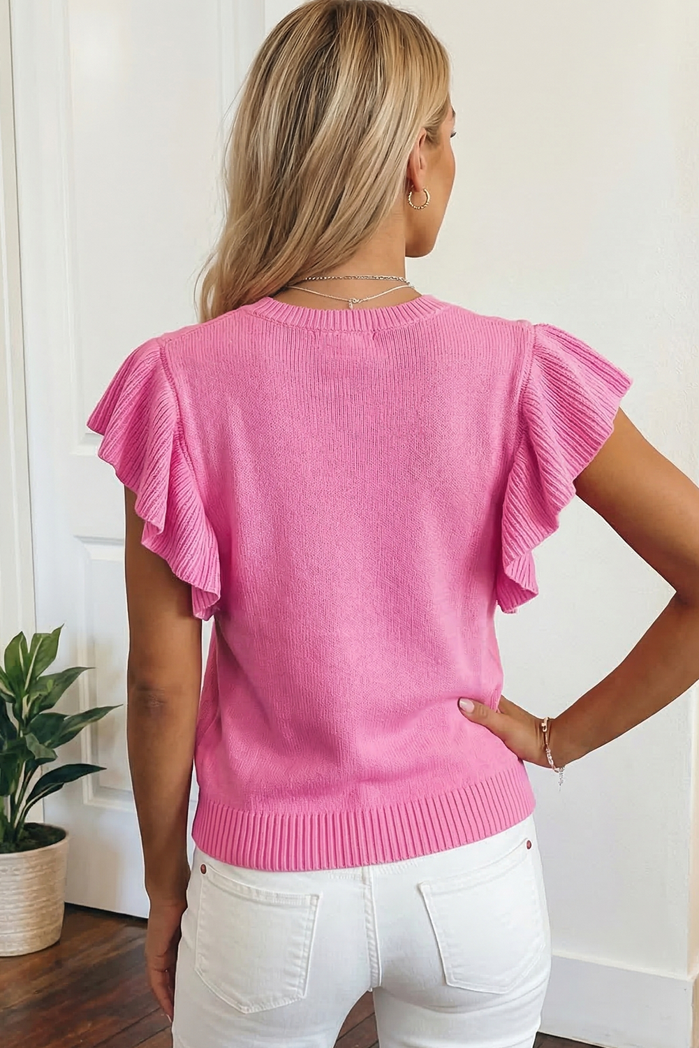 Ruffle Sleeve Knit Top